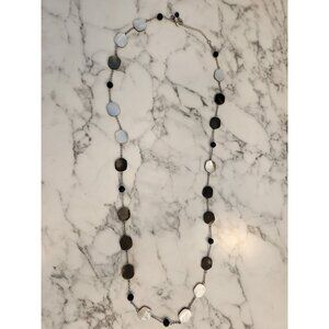 Lia Sophia Night Oasis Necklace Retired Mother of Pearl & Black Beads Elegant